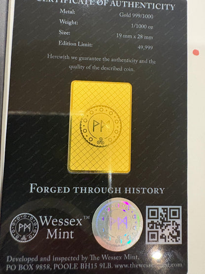Wessex Mint Maple Leaf 1/1000oz .999 Fine Gold Bar