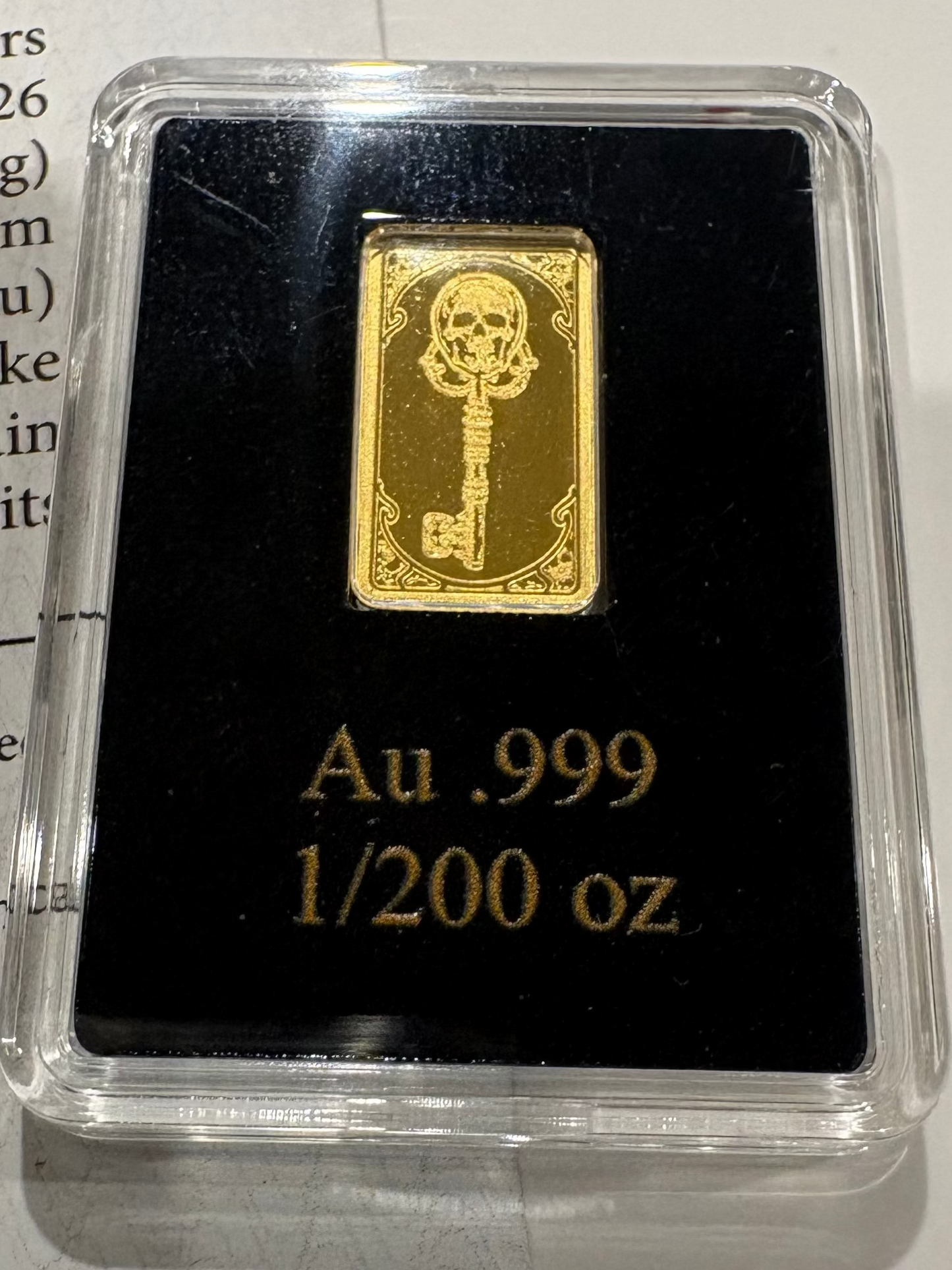 2026 Liberia $20 Skeleton Key 1/200oz .999 Fine Gold Coin Bar