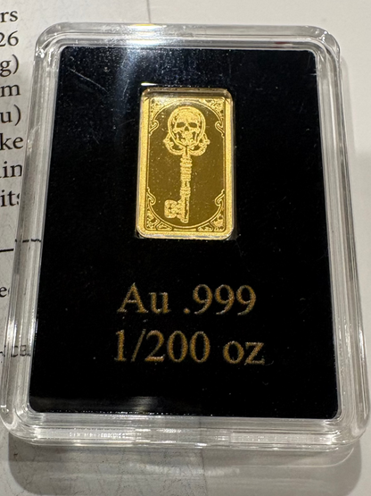 2026 Liberia $20 Skeleton Key 1/200oz .999 Fine Gold Coin Bar