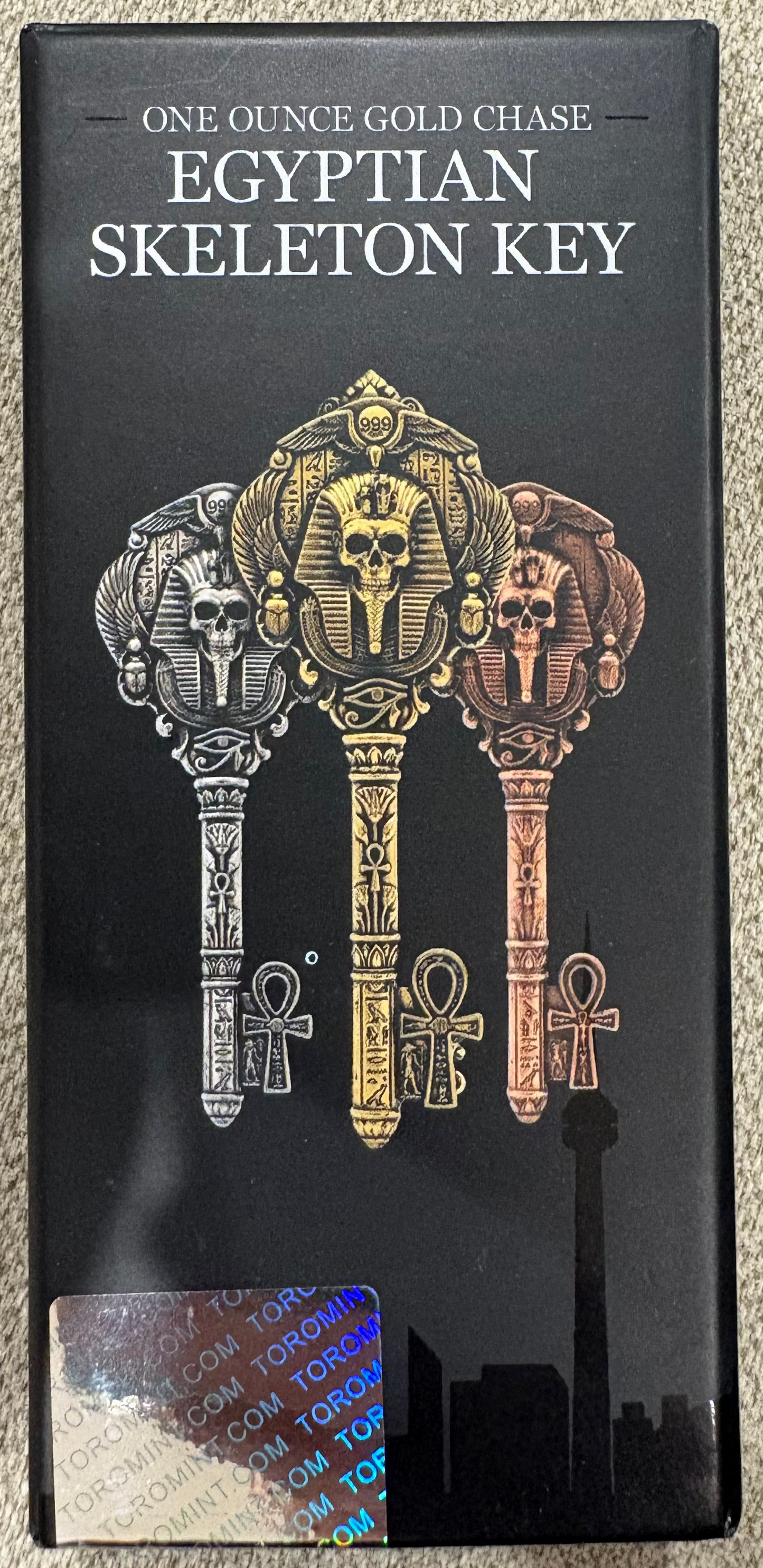 Gold Chase Egyptian Skeleton Key – 1oz Silver-Gilded Copper Collectable