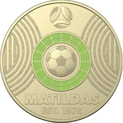 2023 $2 Matildas Coloured Coin - Light Green 2 dollar RAM