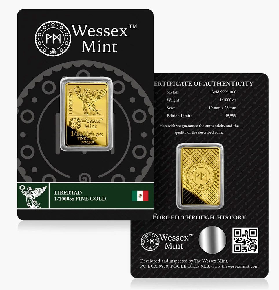 Wessex Mint Libertad 1/1000oz .999 Fine Gold Bar