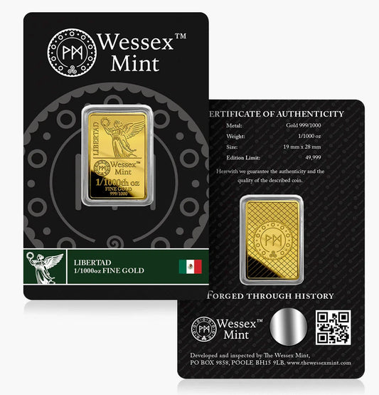 Wessex Mint Libertad 1/1000oz .999 Fine Gold Bar