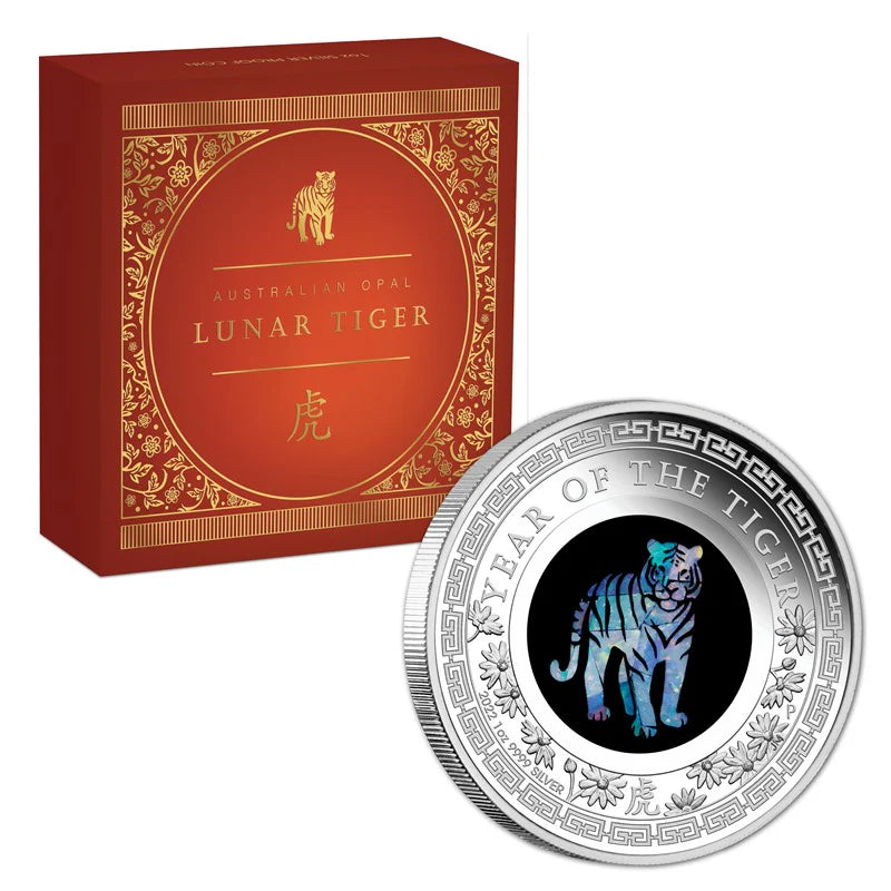 2022 Australian Opal Lunar Series Year of the Tiger 1oz Silver Proof Coin