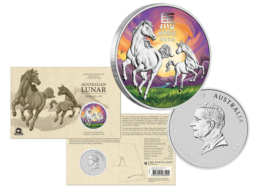 2026 ANDA Melbourne Money Expo Year of the Horse 1oz Silver Coloured Coin