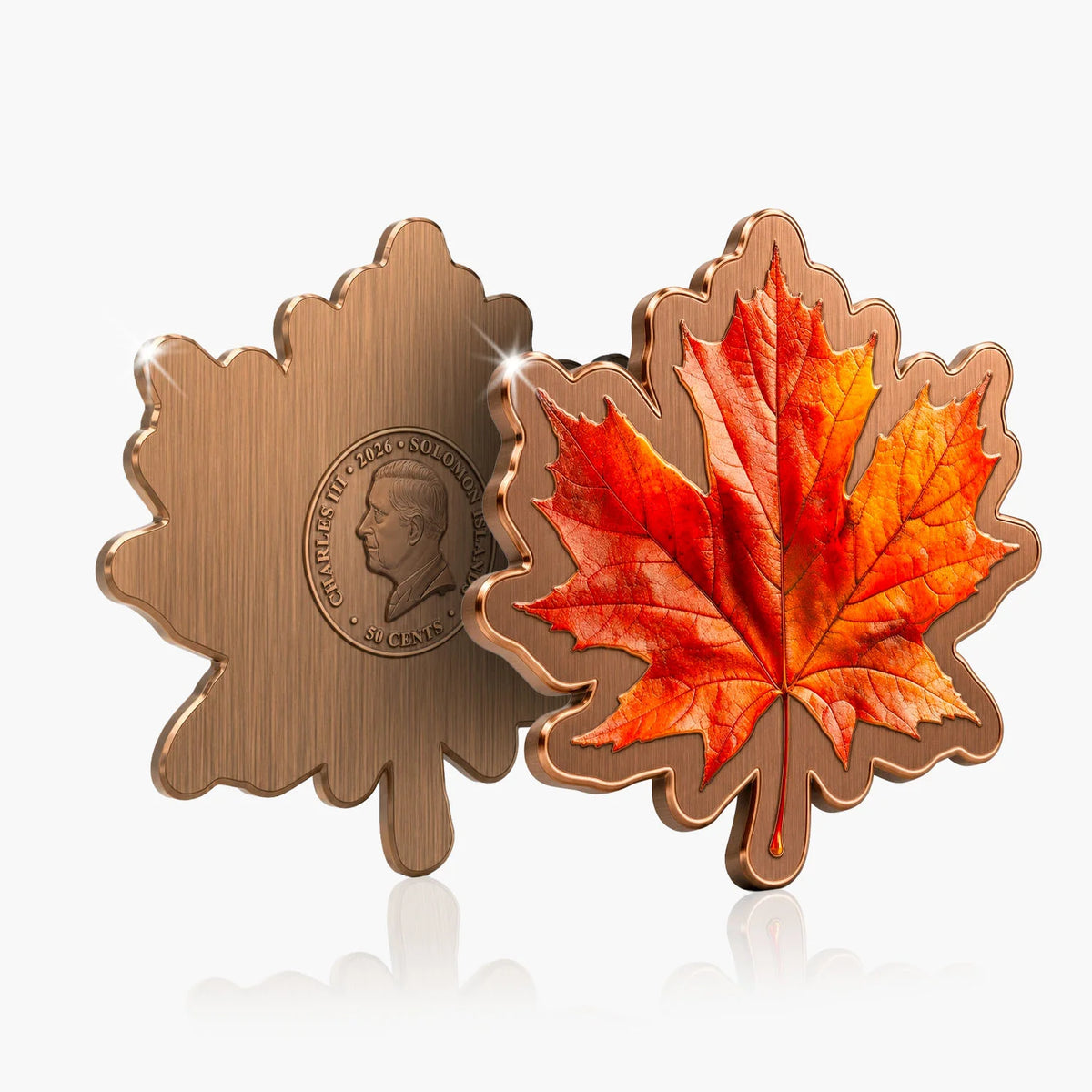 2026 Maple Leaf Shaped Coin — Antique Bronze Plated