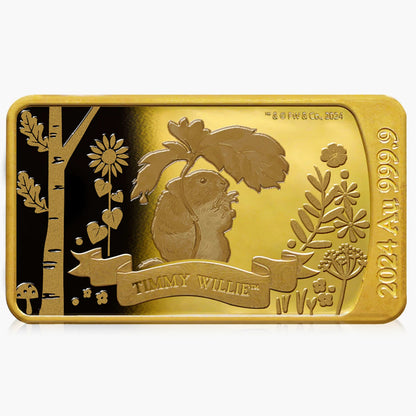2024 Wessex Mint Peter Rabbit Timmy Willie 1/200oz .9999 Solid Gold Bar