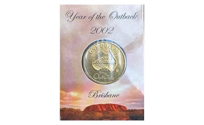 2002 Year of The Outback $1 One Dollar Coin in trifold card. “B Mint Mark”