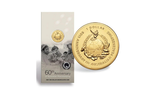2007 60th Anniversary of Australian Peacekeeping $1 carded coin
