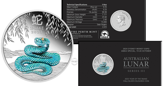 2025 Year of the Snake 1/4oz Silver Coin – Sydney Money Expo Exclusive