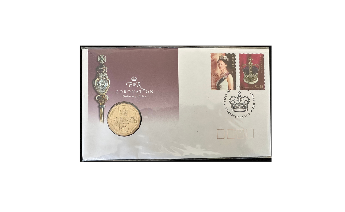 2003 Golden Jubilee Coronation Gold Plated 50 cent PNC