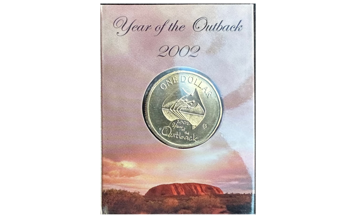 2002 Year of The Outback $1 One Dollar Coin in trifold card. “S Mint Mark”