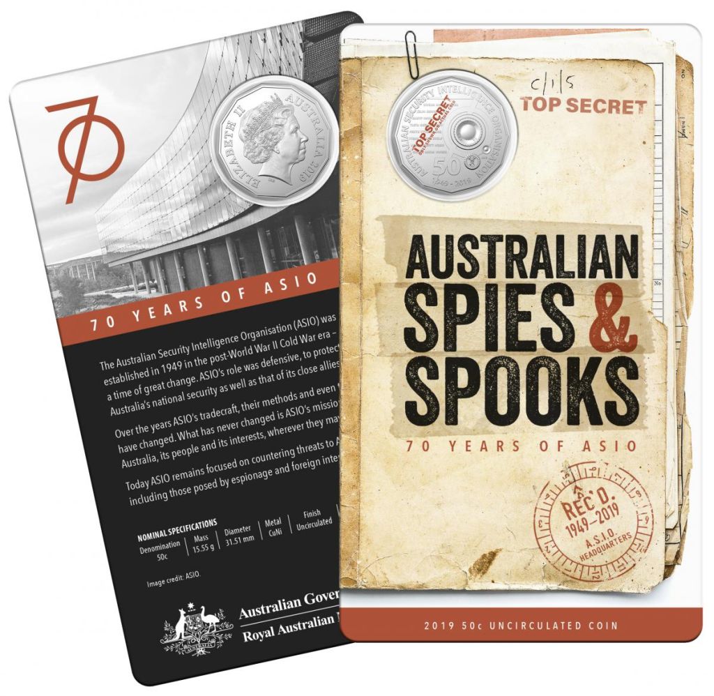 2019 Fifty 50 cent Australian Spies & Spooks 70 Years of ASIO