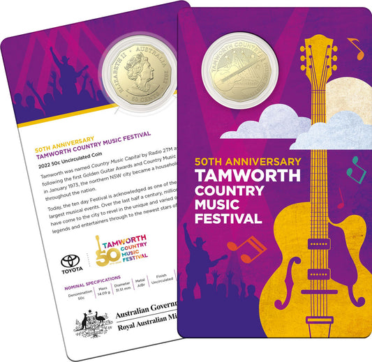 2022 Tamworth Country Music Festival 50th Anniversary Fifty Cent (50c) Uncirculated Australian Decimal Coin