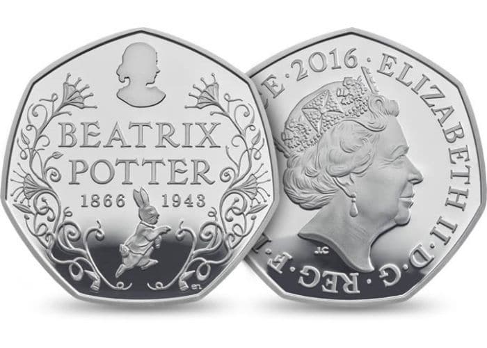 2016 Royal MINT Beatrix Potter 150th Anniversary 50 pence 5 coin set (COINS ONLY)