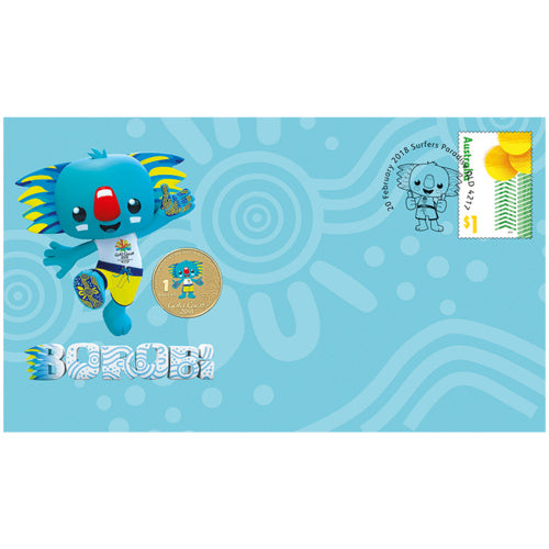 2018 Gold Coast Commonwealth Games Borobi Stamp and Coin Cover PNC
