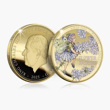 2025 Flower Fairies Chicory Fairy Gold-Plated Coloured Coin in Capsule