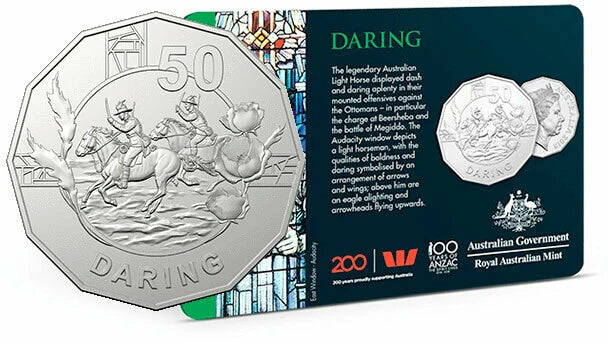 2018 ANZAC 100 Years Commemorative 50 Cents Coin Depicting - DARING