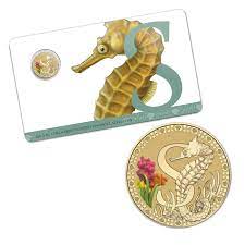 2015 Australia $1 One dollar coin 2015 ALPHABET Coloured Frosted S - Seahorse