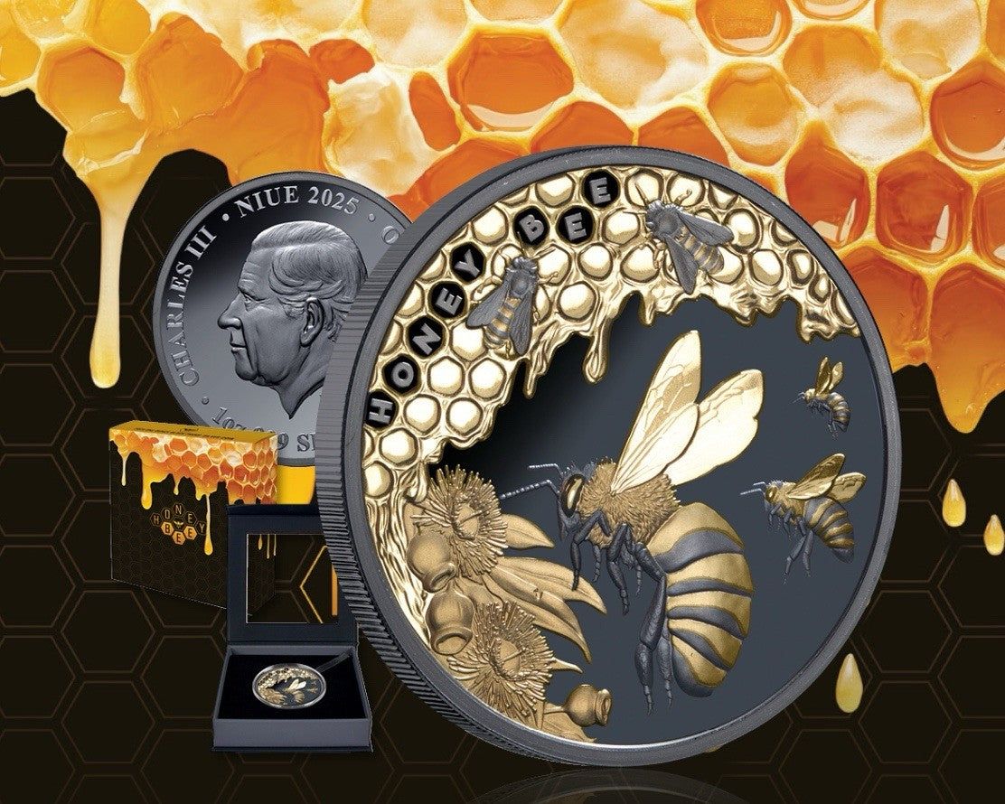 2025 $1 Honey Bee 1oz Black Silver Gilded Proof Coin