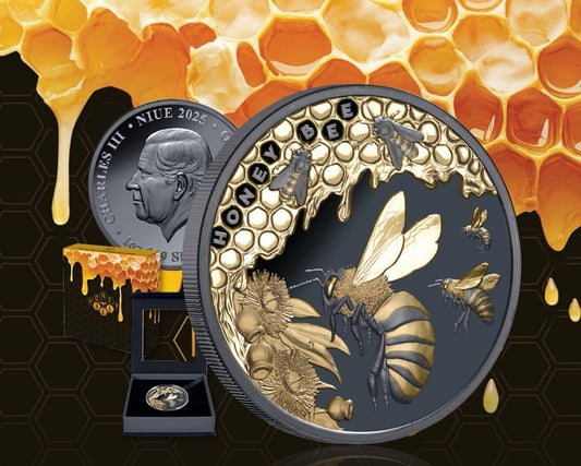 2025 $1 Honey Bee 1oz Black Silver Gilded Proof Coin