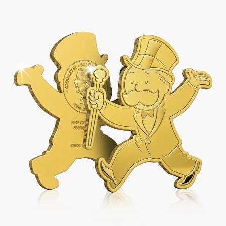 2026 Monopoly Man Shaped 1/1000oz Solid Gold Coin