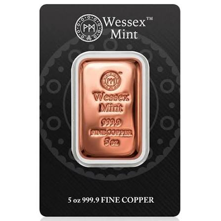 Wessex Mint 5oz Copper Bar – In Blister Pack