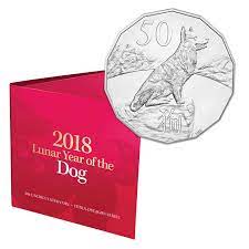 2018 Royal Australian Mint Fifty Cents 50c Lunar New Year of the Dog Tetra-Decagonal Lunar Series Coin