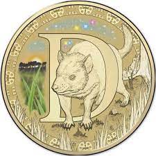 2015 Australia $1 One dollar coin 2015 ALPHABET Coloured Frosted D - TASMANIAN DEVIL