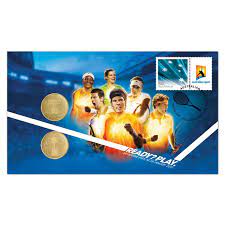 2012 $1 One Dollar Australian Open 2 Coin & Stamp Cover PNC