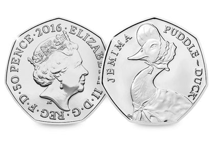 2016 Royal MINT Beatrix Potter 150th Anniversary 50 pence 5 coin set (COINS ONLY)