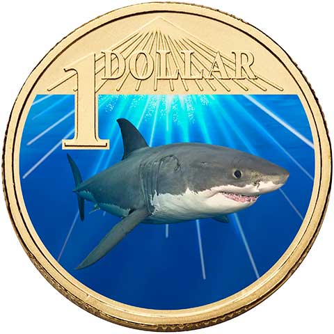 2006 $1 Ocean Series coloured coin - Shark