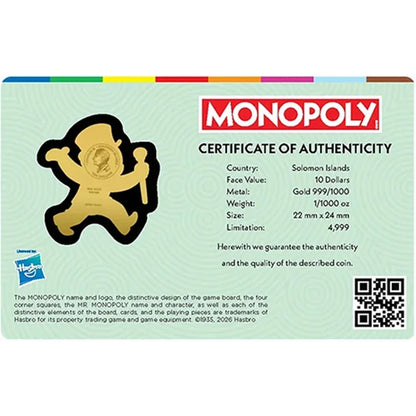 2026 Monopoly Man Shaped 1/1000oz Solid Gold Coin
