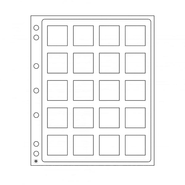 Leuchtturm Plastic Sheets ENCAP, clear pockets for 20 square Coin Caps ...