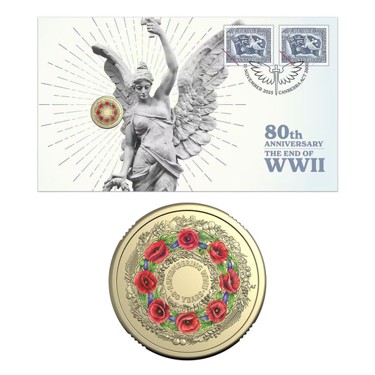 WWII 80th Anniversary Poppy Wreath 2025 $2 Coloured Uncirculated PNC