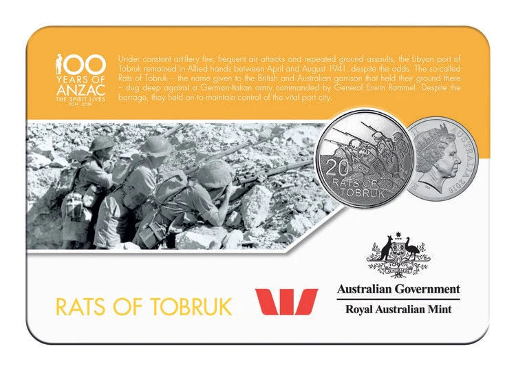 2016 20 cent coin - ANZAC TO AFGHANISTAN - RATS OF TOBRUK