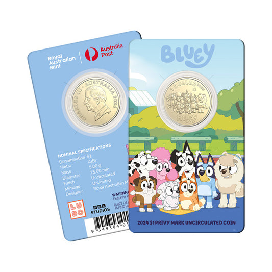 2024 Bluey Dollarbucks $1 Privy Mark Coin-in-Card – Bluey, Bingo and Friends