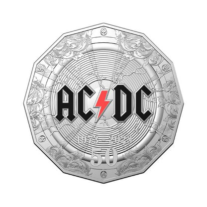 2023 50 cent 50th Anniversary of AC/DC CuNi Coloured Uncirculated Coin