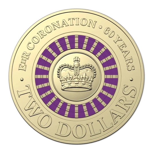 2013 $2 Purple Queens Coronation Coloured Coin - Circulated