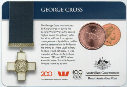 2017 Legends Of The Anzacs Australian 25 Cent Coin - George Cross