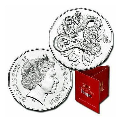 2012 Royal Australian Mint Fifty Cents 50c Lunar New Year of the Dragon Tetra-Decagonal Lunar Series Coin