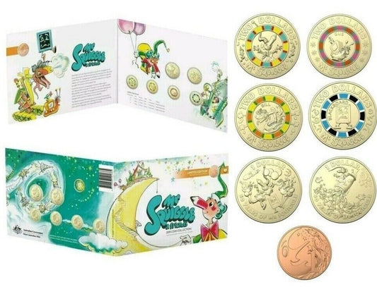 2019 60th Anniversary Mr Squiggle & Friends UNC Coin Set Feat. Special 1c Coin