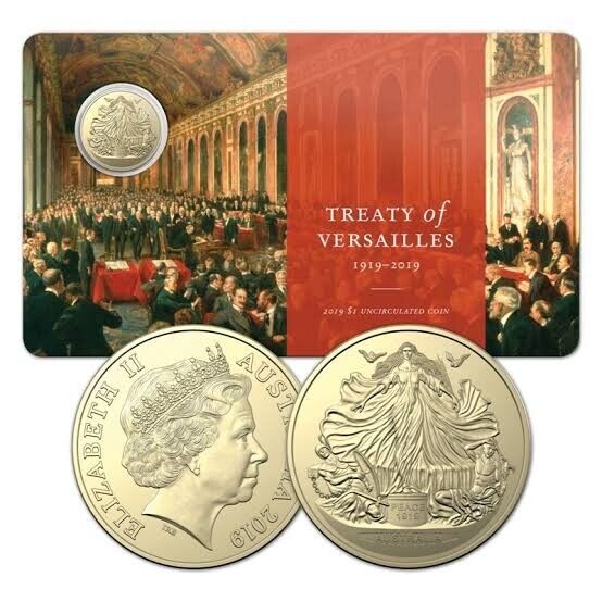 2019 $1 Treaty of Versailles 1919 - 2019 coin on card