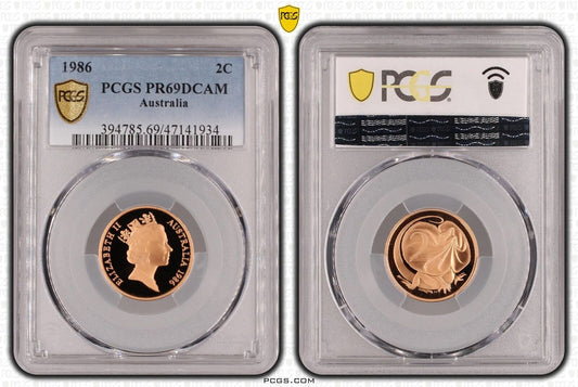 1986 Australia 2 cent coin  PCGS - PR69DCAM