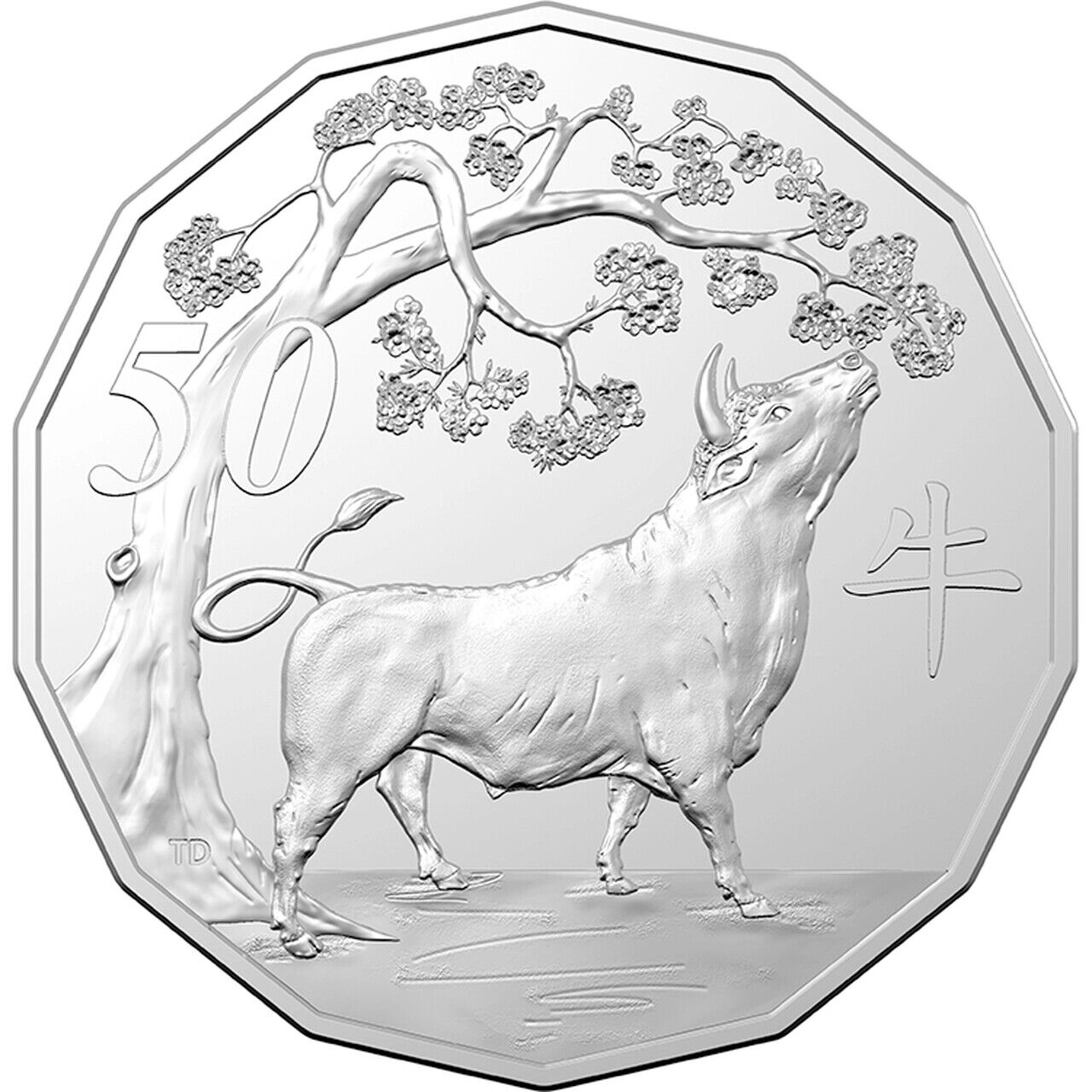 2021 Royal Australian Mint Fifty Cents 50c Lunar New Year of the Ox Tetra-Decagonal Lunar Series Coin