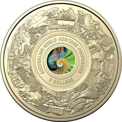 2023 Australia $5 Five Dollar World Heritage Coin Coloured Frosted Uncirculated