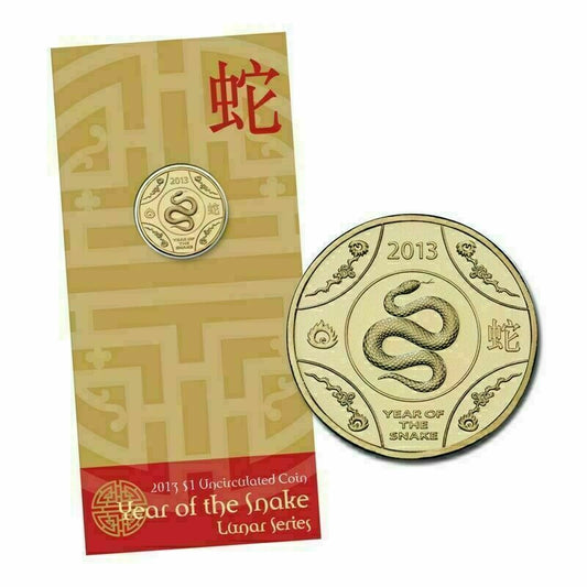 2013 $1 Lunar Year of the Snake Al Br Unc Coin in RAM Card