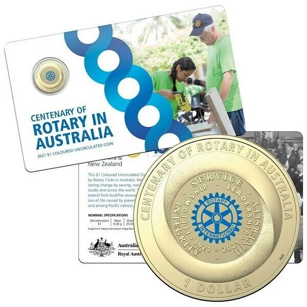 2021 $1 Centenary Of Rotary Australia coin on card Uncirculated