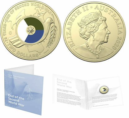 2020 $2 Coloured ‘C’ Mintmark 75 Years End of the Second World War Uncirculated Coin in Folder