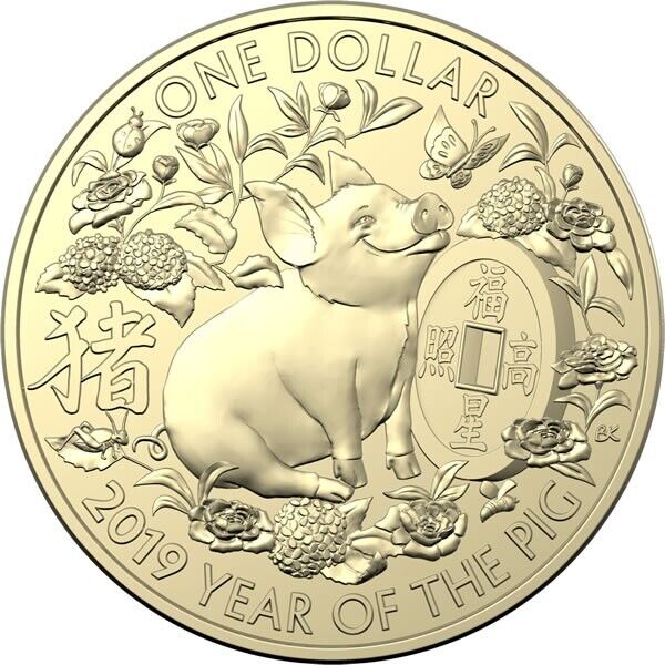 2019 Year of the Pig One Dollar ($1) Uncirculated Australian Decimal Three Coin Set